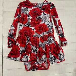 Bums & Roses Scarlets Web Skirted Romper 18-24 Months EUC *Rare*